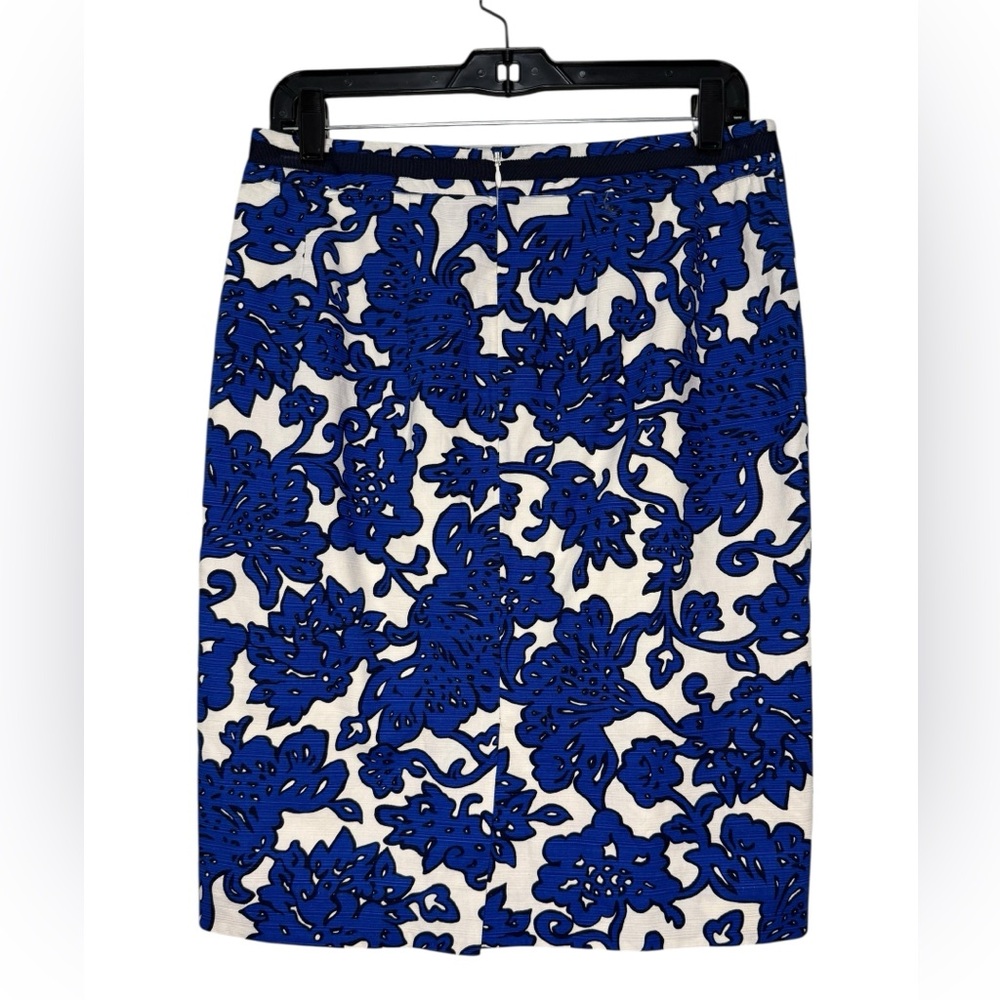 Boden EUC Blue and White Floral Midi Pencil Skirt Size 8